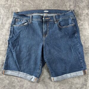 Old Navy Womens Bermuda Shorts Dark Rinse Cuffed Denim Blue Size 10 209591-00